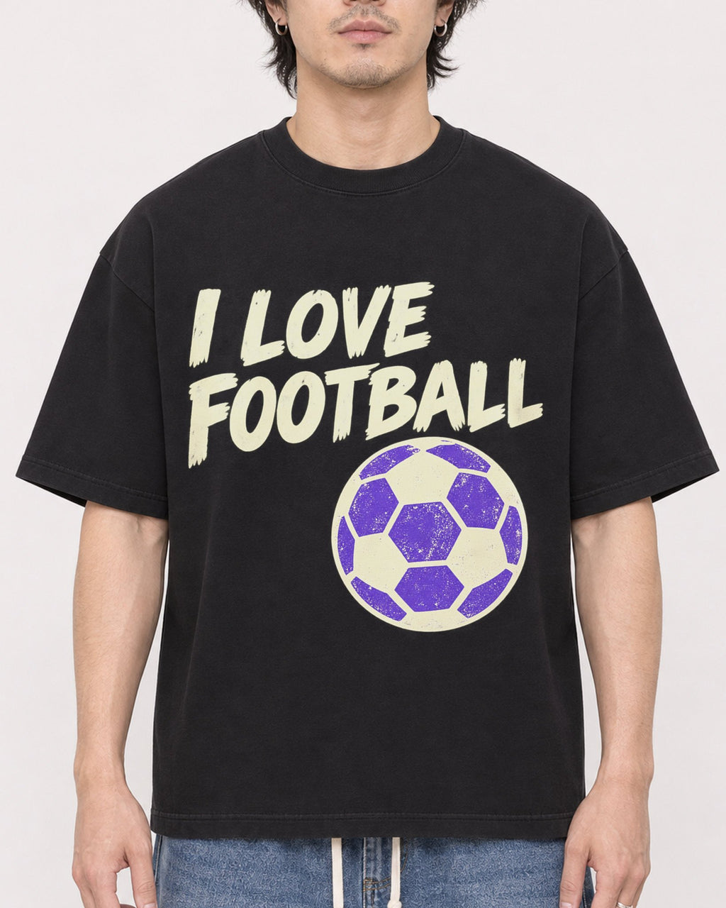 Mockup Boxy Heavyweight Tee Black male close-up 03