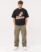 Mockup Boxy Heavyweight Tee Black male full-body 08