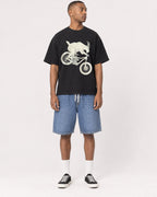 Mockup Boxy Heavyweight Tee Black male full-body 35