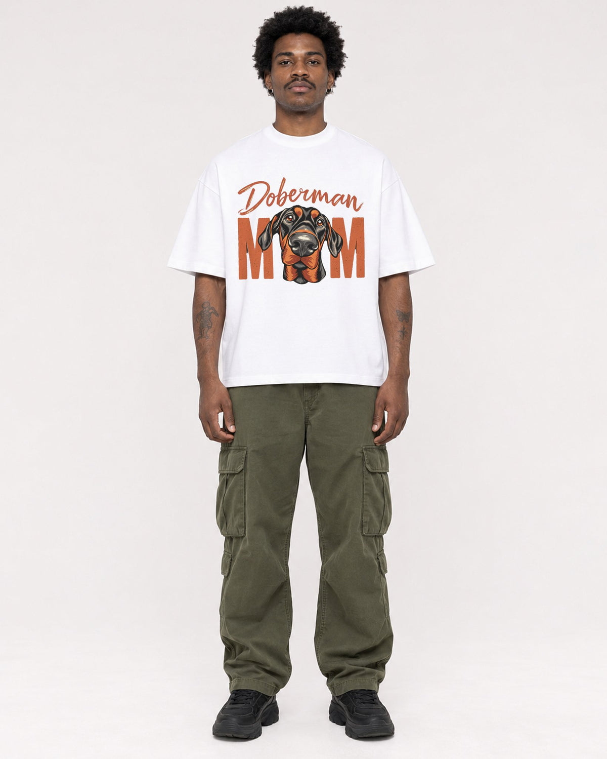 Mockup Boxy Heavyweight Tee White male full-body 24