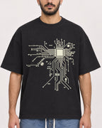Mockup Boxy Heavyweight Tee Black male close-up 07