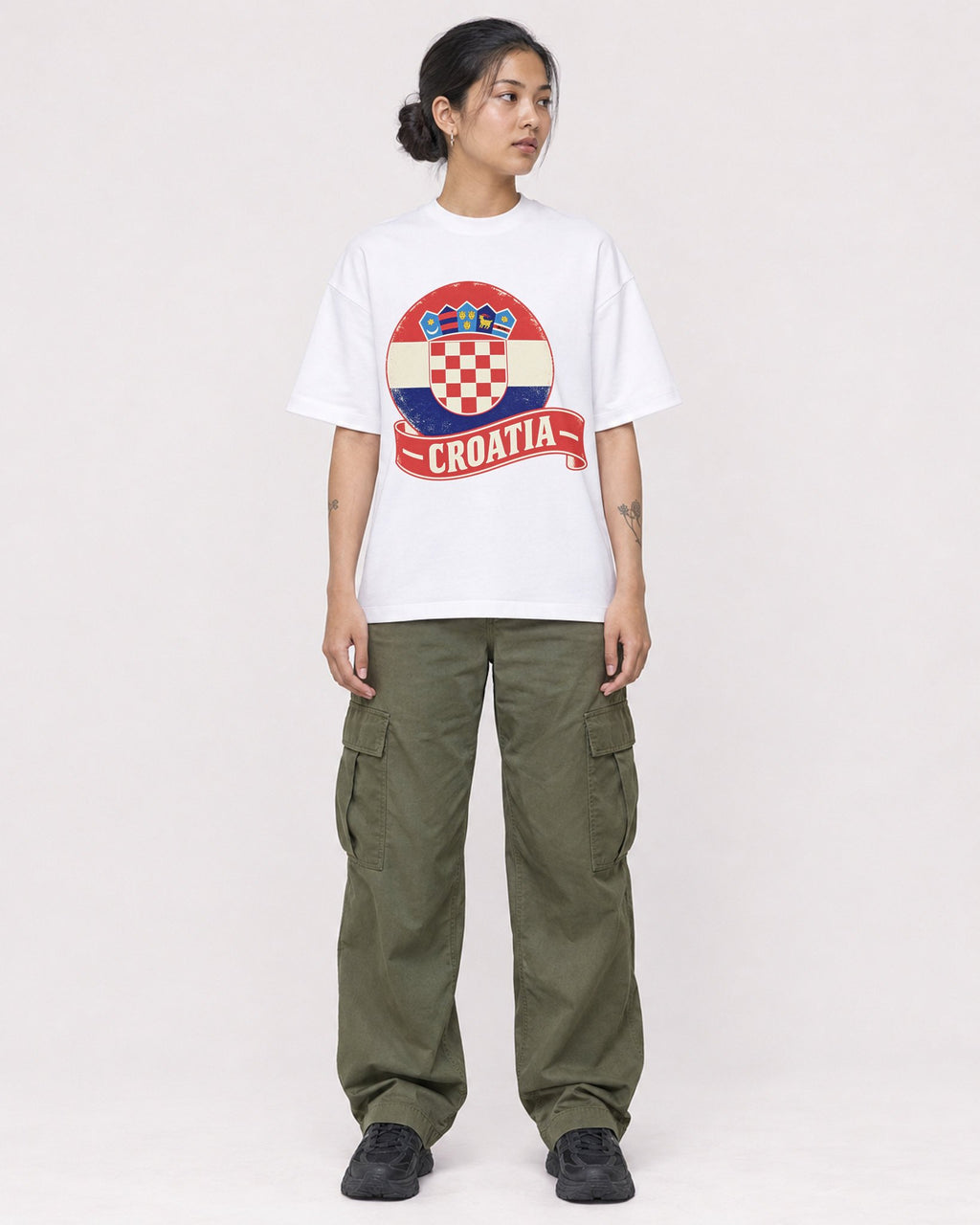Mockup Boxy Heavyweight Tee White female full-body 12