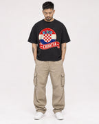 Mockup Boxy Heavyweight Tee Black male full-body 12