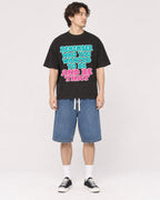 Mockup Boxy Heavyweight Tee Black male full-body 03
