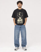 Mockup Boxy Heavyweight Tee Black male full-body 42