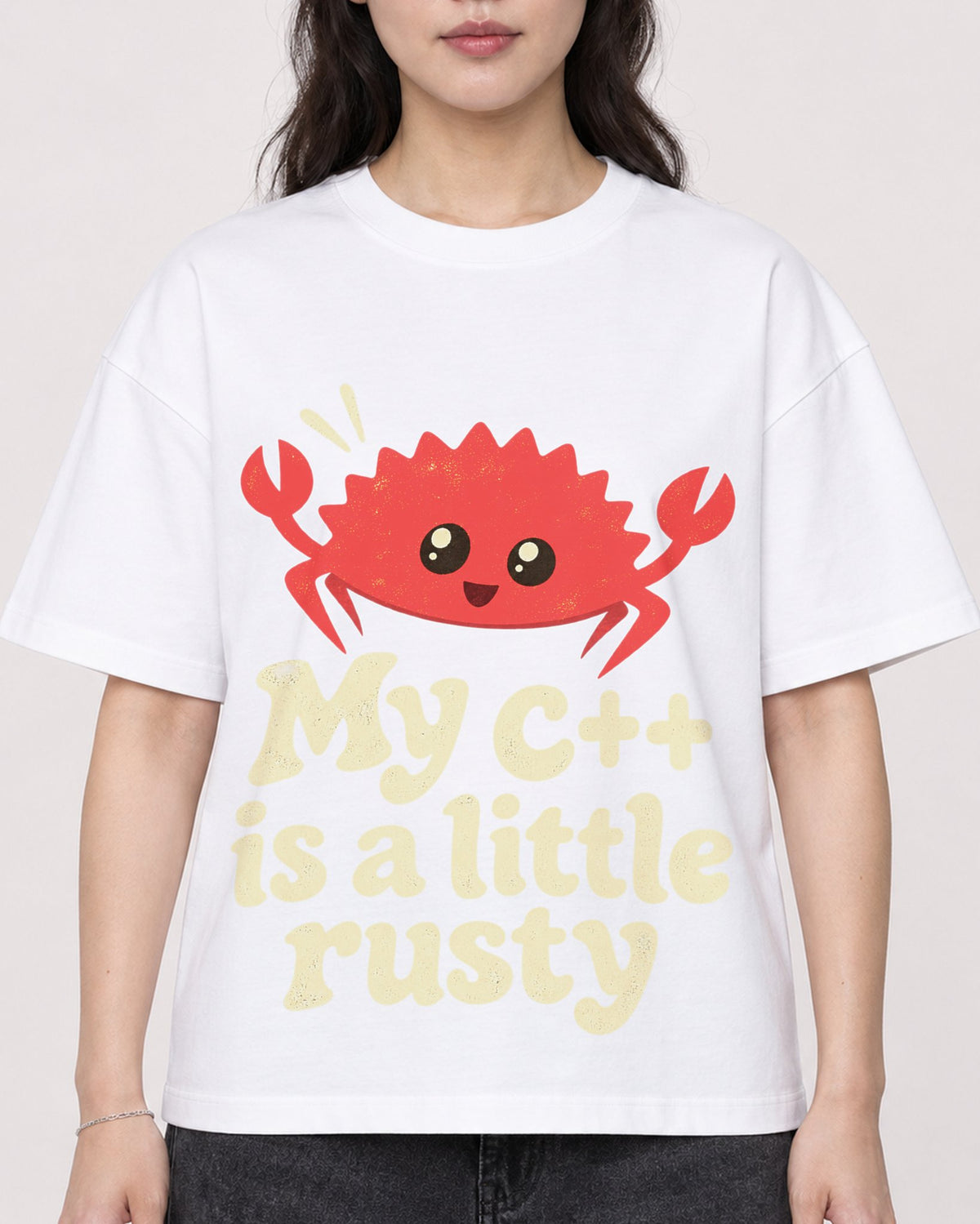Mockup Boxy Heavyweight Tee White female close-up 03