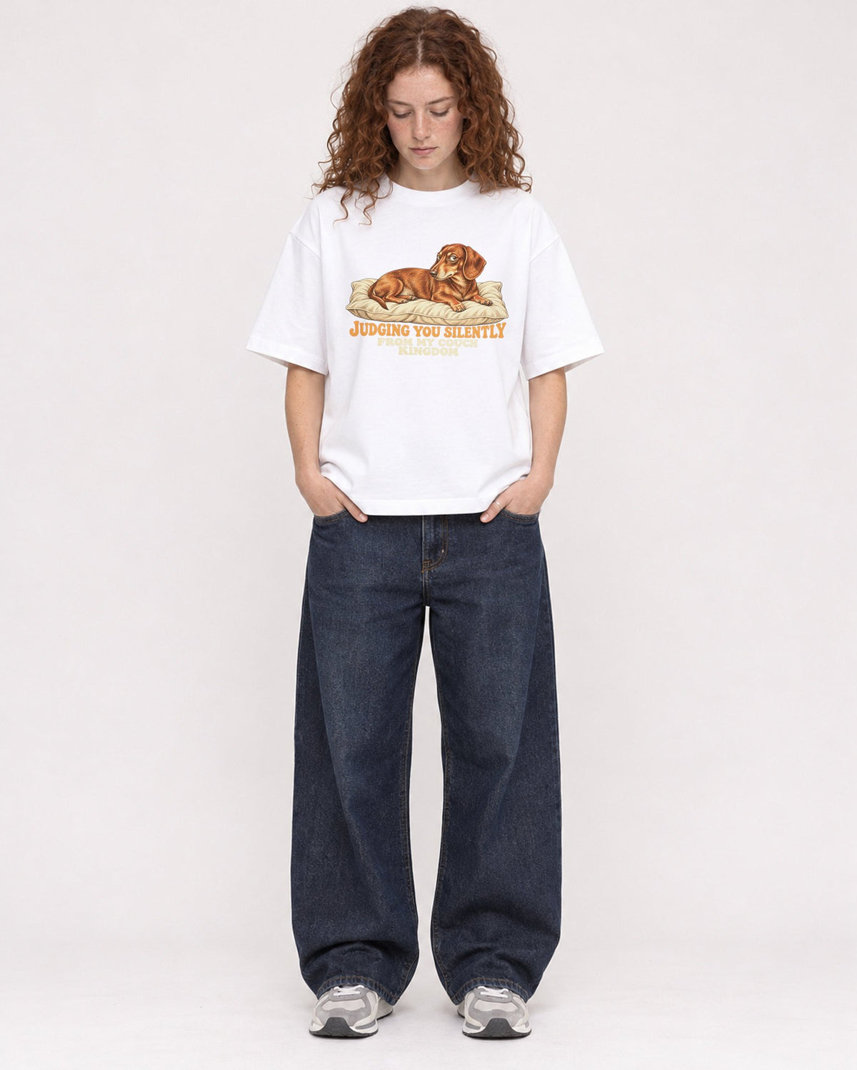 Mockup Boxy Heavyweight Tee White female full-body 09