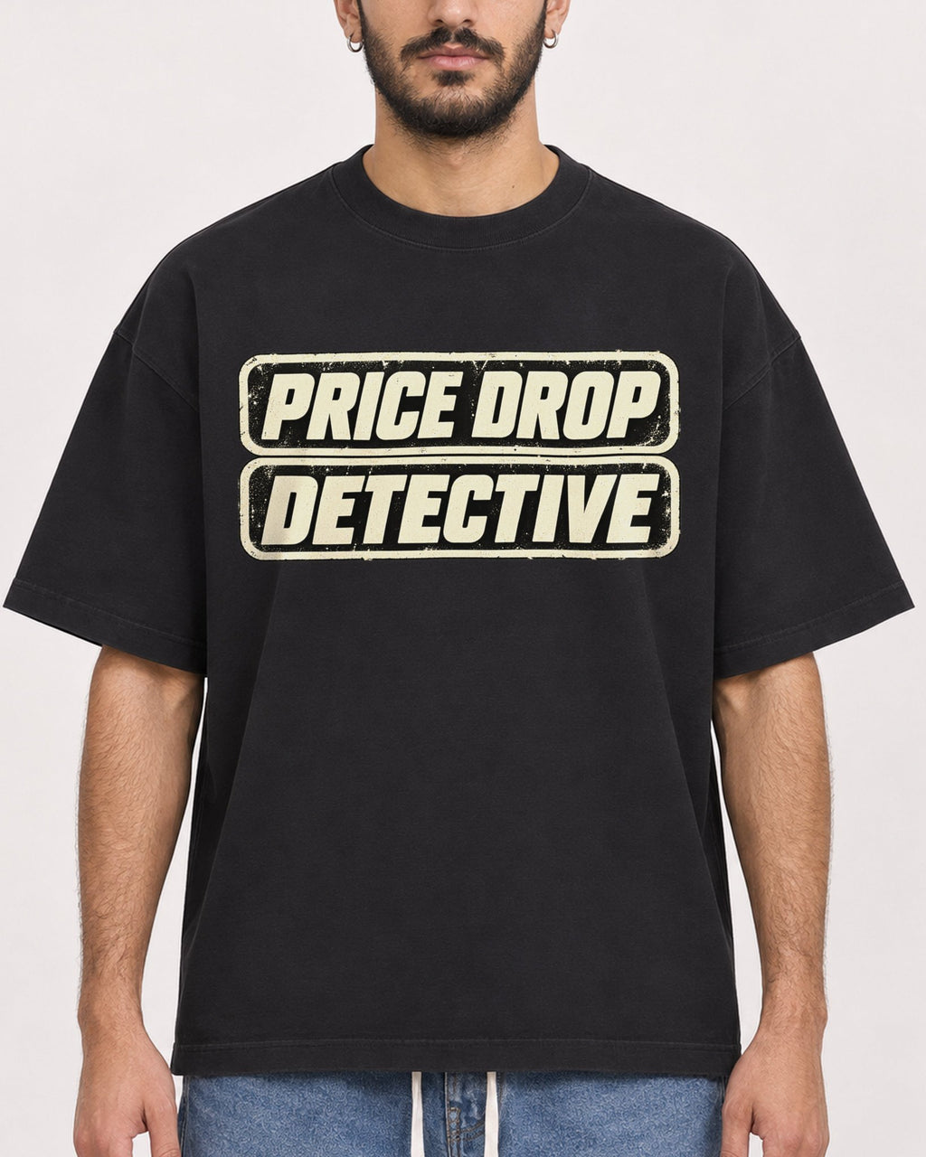Mockup Boxy Heavyweight Tee Black male close-up 07