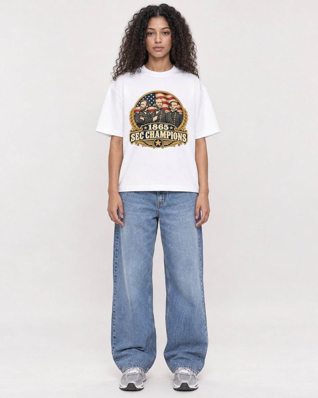 Mockup Boxy Heavyweight Tee White female full-body 10