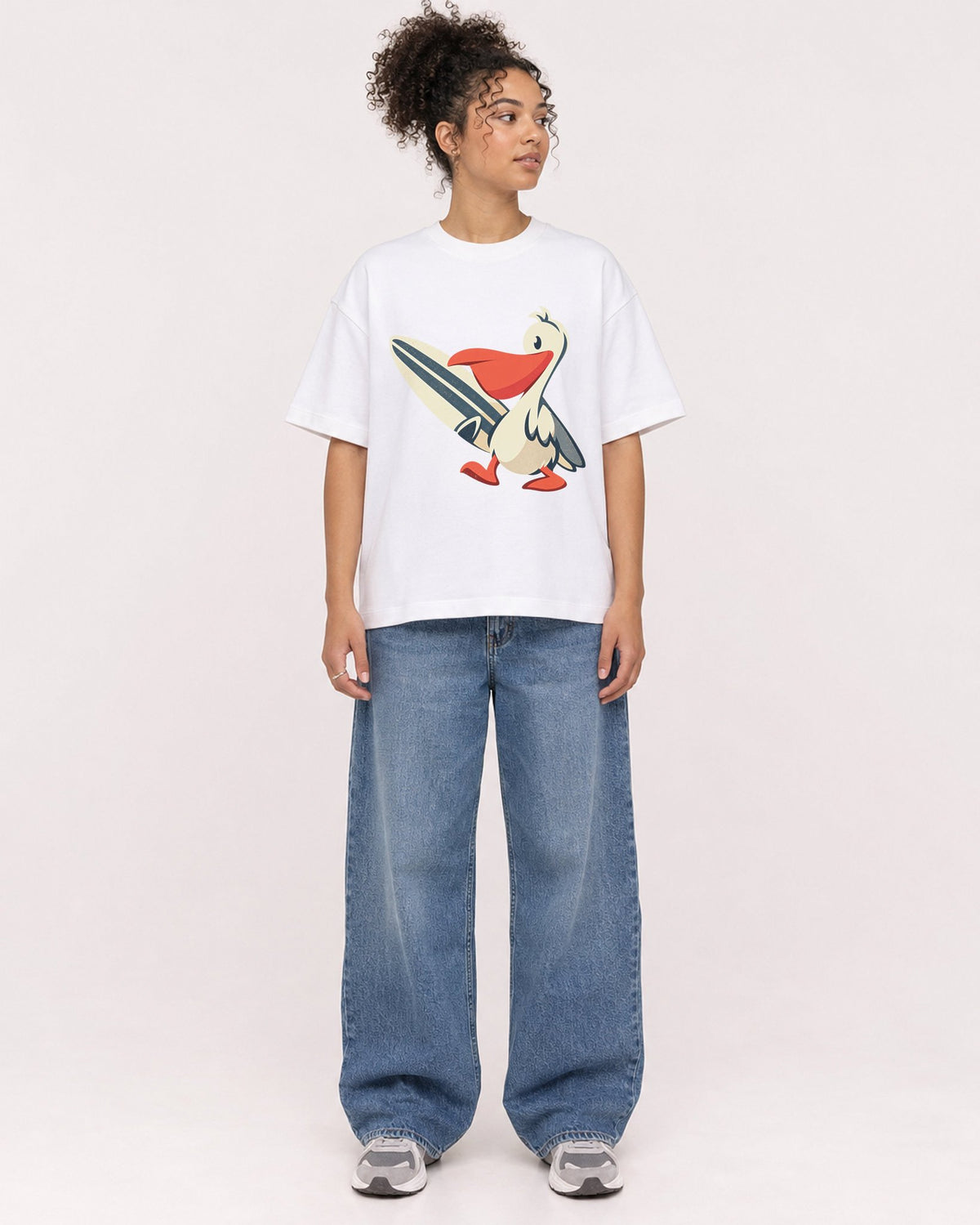Mockup Boxy Heavyweight Tee White female full-body 20