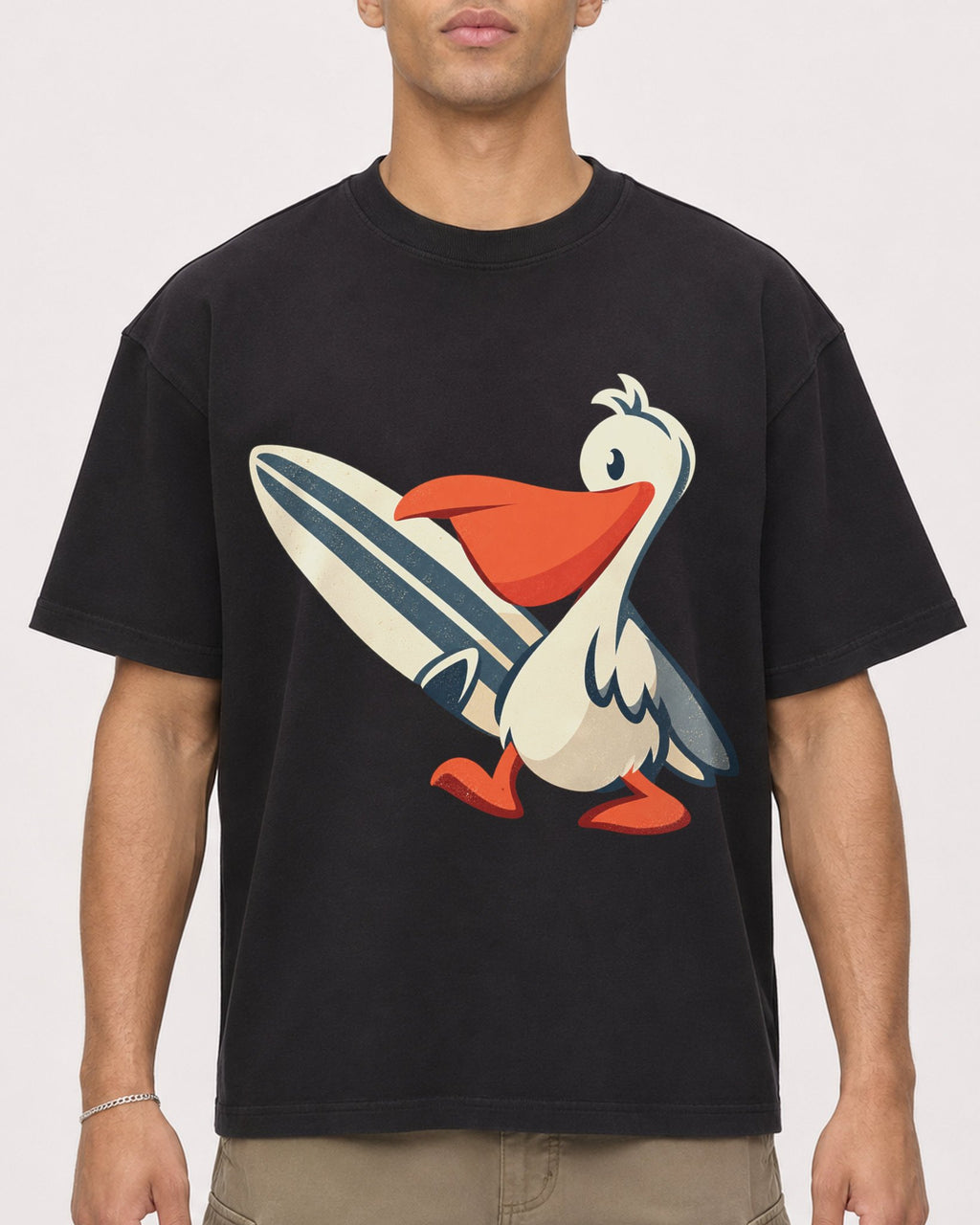 Mockup Boxy Heavyweight Tee Black male close-up 20