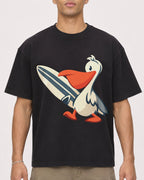 Mockup Boxy Heavyweight Tee Black male close-up 20