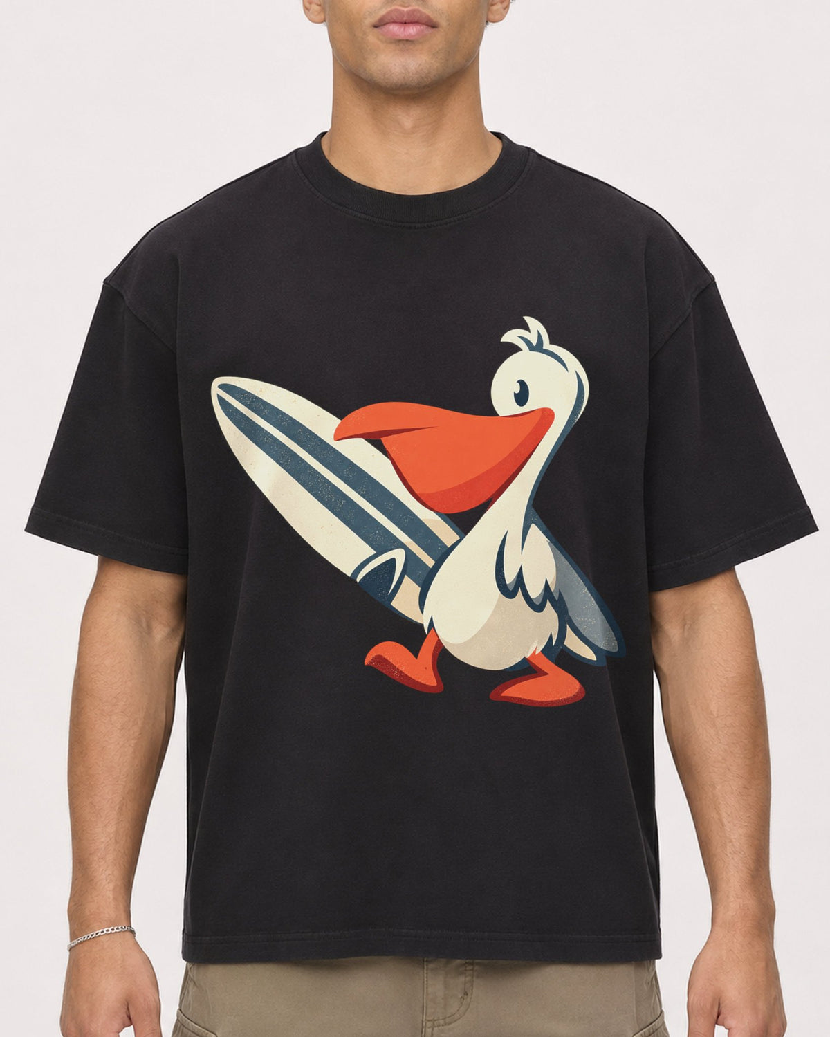 Mockup Boxy Heavyweight Tee Black male close-up 20