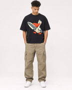 Mockup Boxy Heavyweight Tee Black male full-body 20