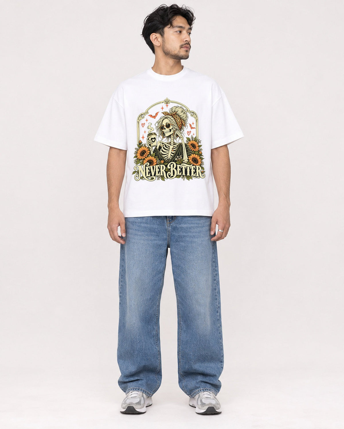 Mockup Boxy Heavyweight Tee White male full-body 02