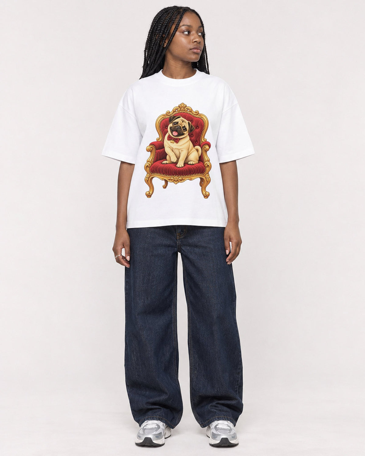 Mockup Boxy Heavyweight Tee White female full-body 04