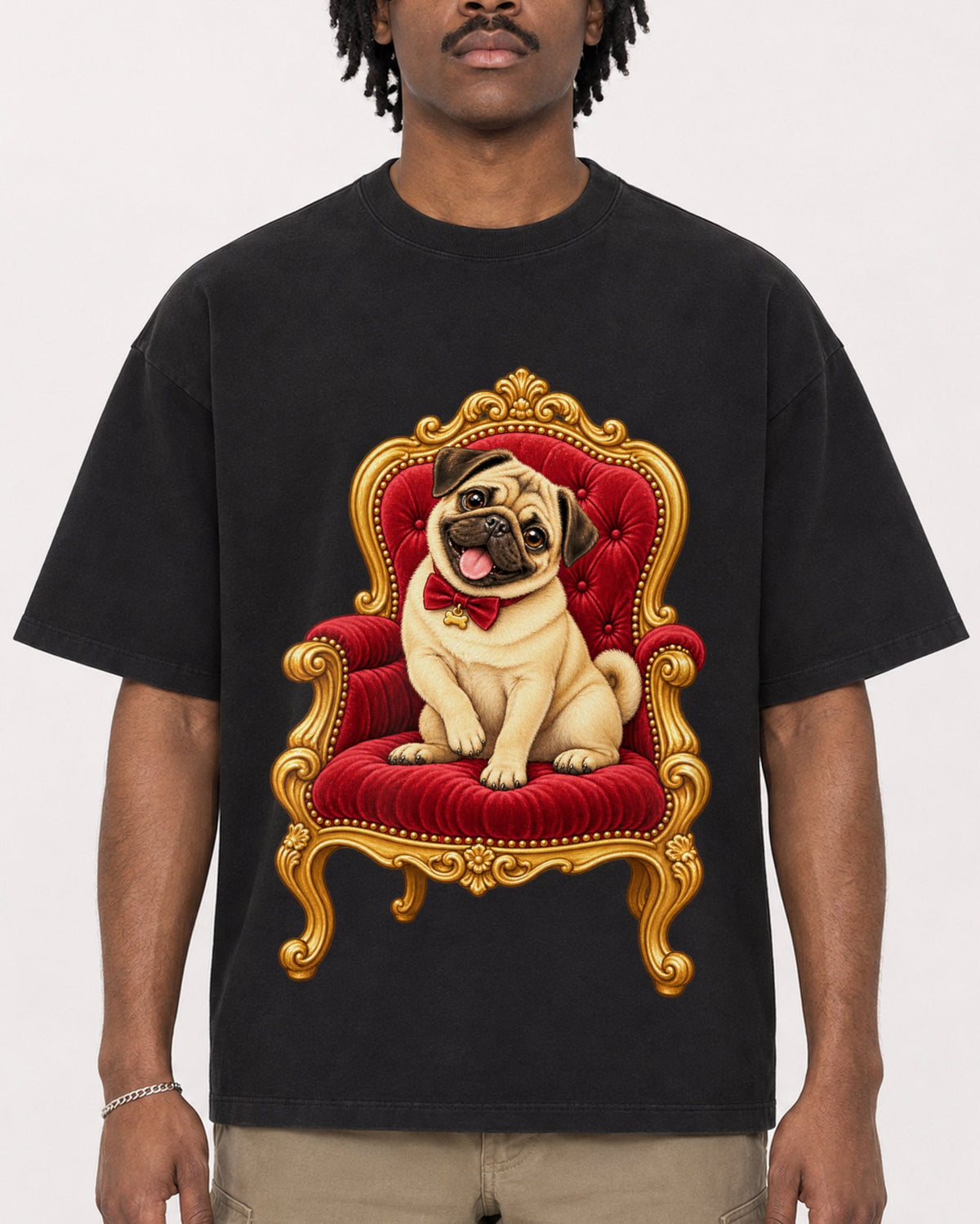 Mockup Boxy Heavyweight Tee Black male close-up 04