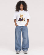 Mockup Boxy Heavyweight Tee White female full-body 05