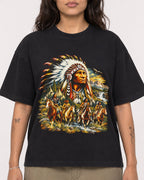 Mockup Boxy Heavyweight Tee Black female close-up 06