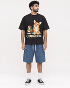 Mockup Boxy Heavyweight Tee Black male full-body 07