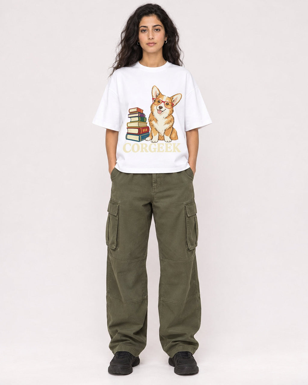 Mockup Boxy Heavyweight Tee White female full-body 07