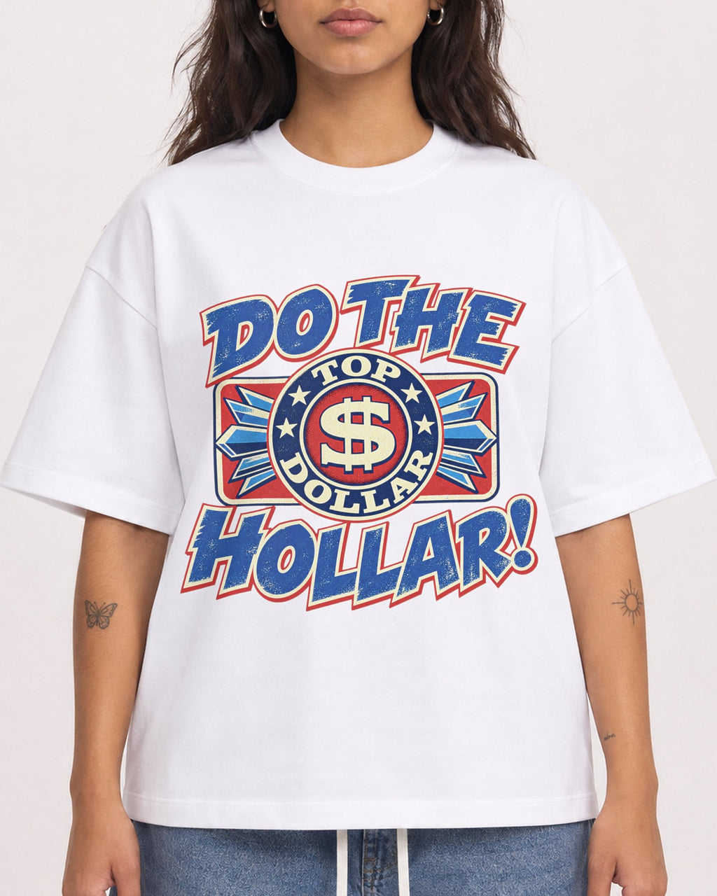 Mockup Boxy Heavyweight Tee White female close-up 06
