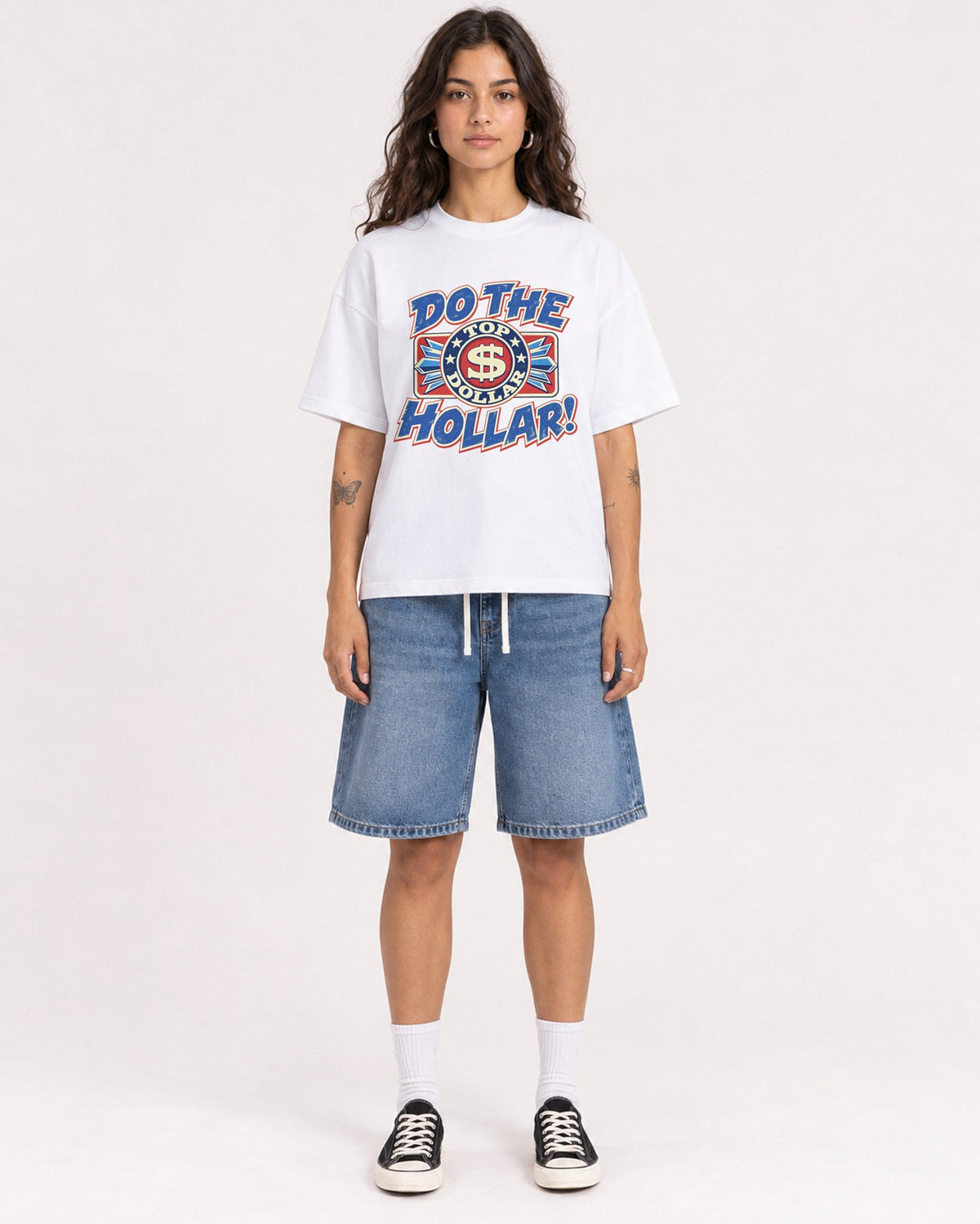 Mockup Boxy Heavyweight Tee White female full-body 06