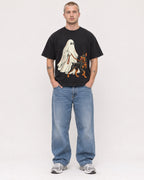 Mockup Boxy Heavyweight Tee Black male full-body 18