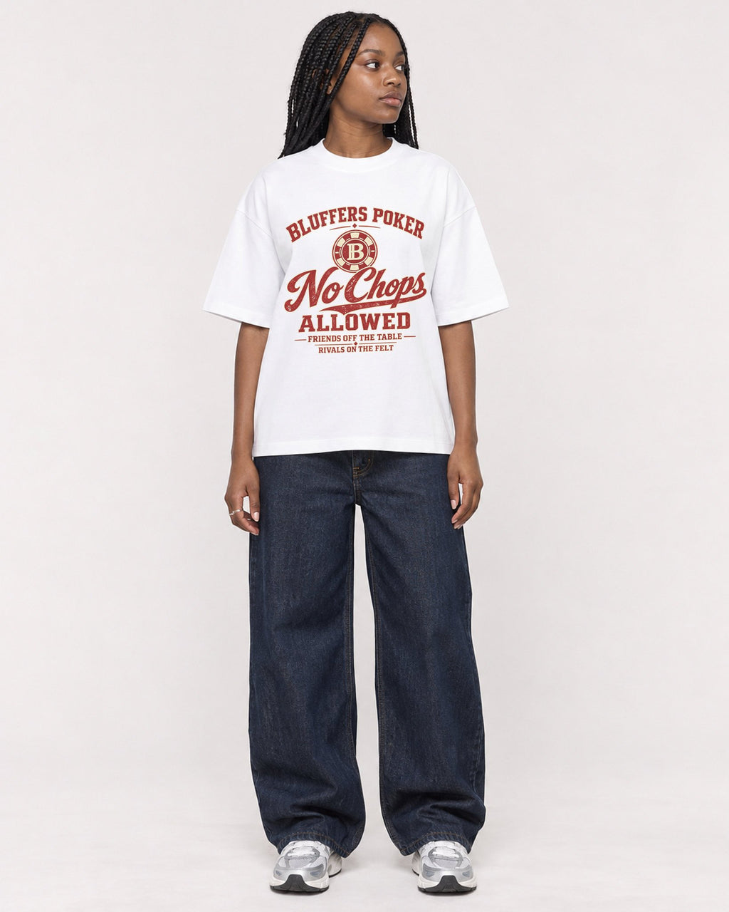 Mockup Boxy Heavyweight Tee White female full-body 04