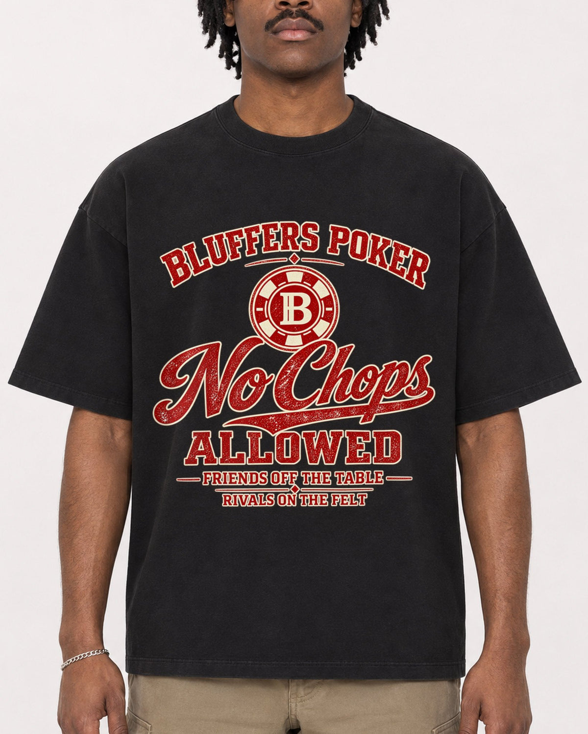 Mockup Boxy Heavyweight Tee Black male close-up 04