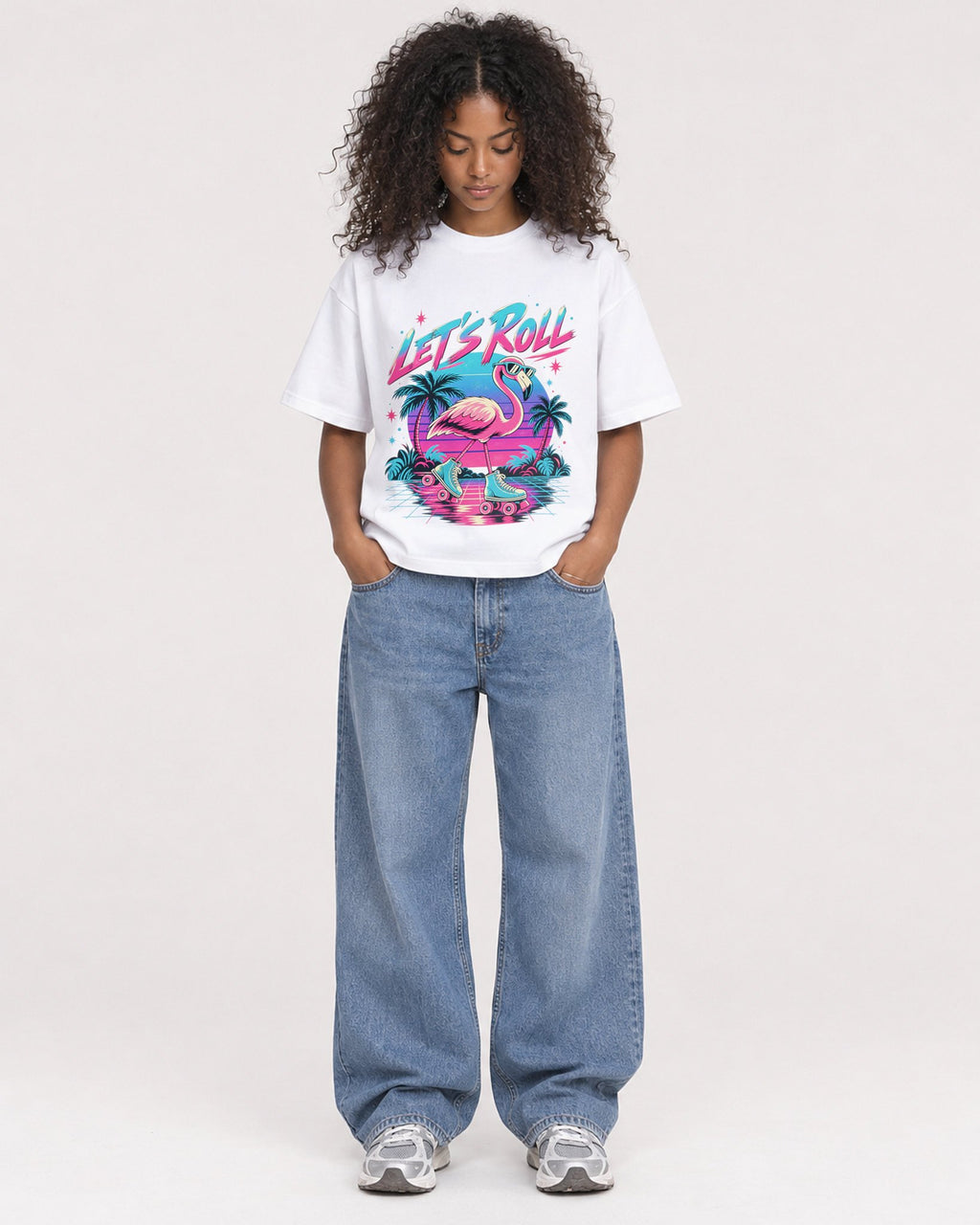 Mockup Boxy Heavyweight Tee White female full-body 05