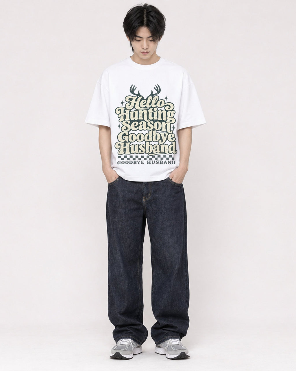 Mockup Boxy Heavyweight Tee White male full-body 11