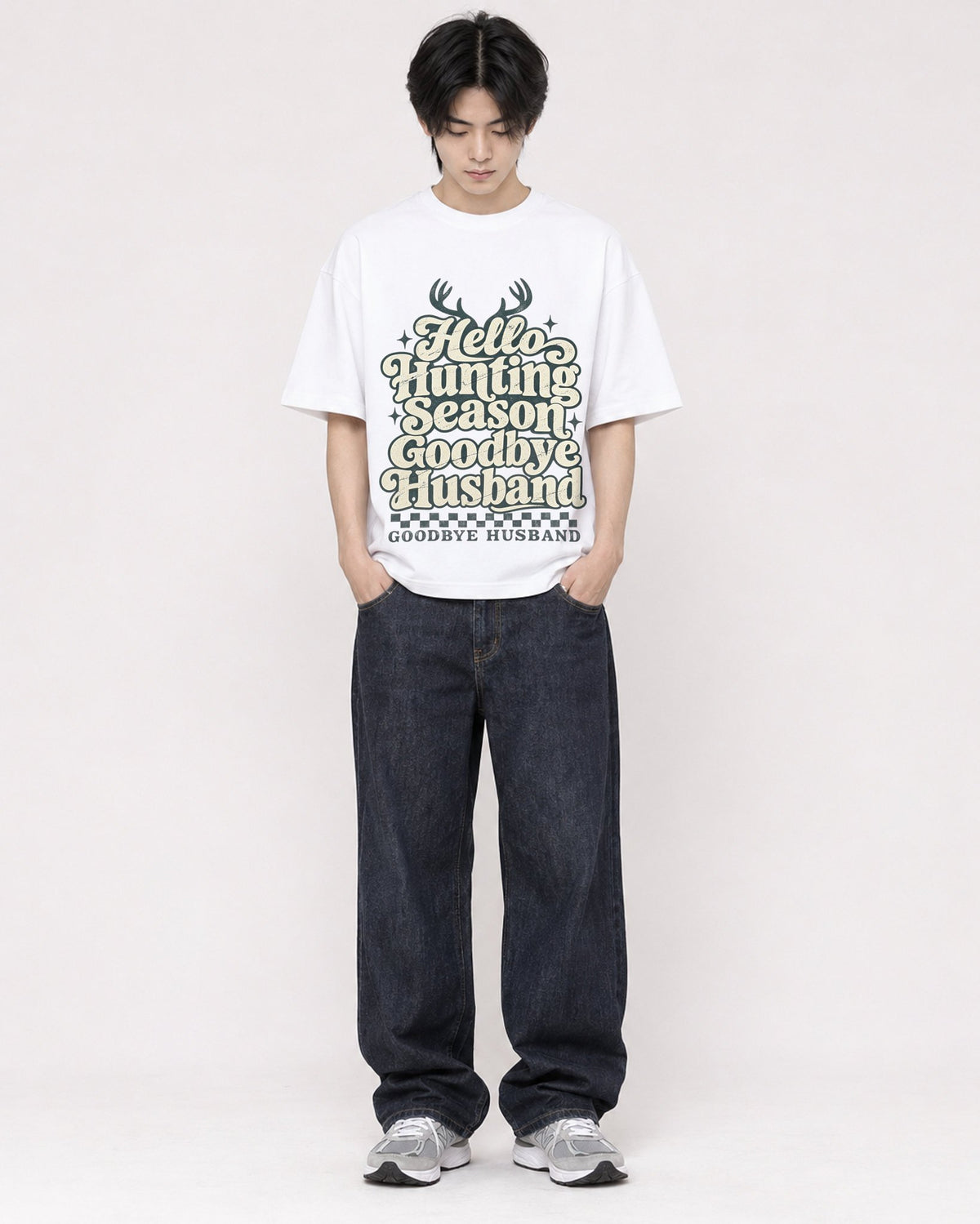 Mockup Boxy Heavyweight Tee White male full-body 11