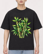 Mockup Boxy Heavyweight Tee Black male close-up 01