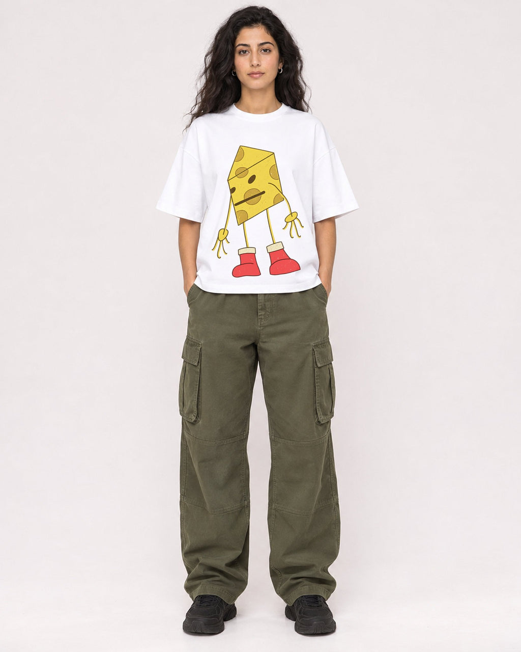 Mockup Boxy Heavyweight Tee White female full-body 07