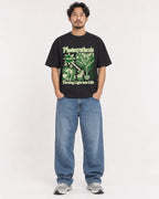 Mockup Boxy Heavyweight Tee Black male full-body 02