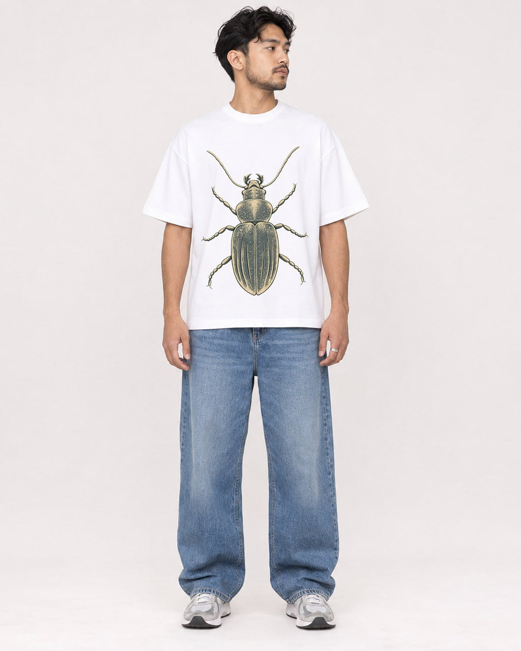 Mockup Boxy Heavyweight Tee White male full-body 02