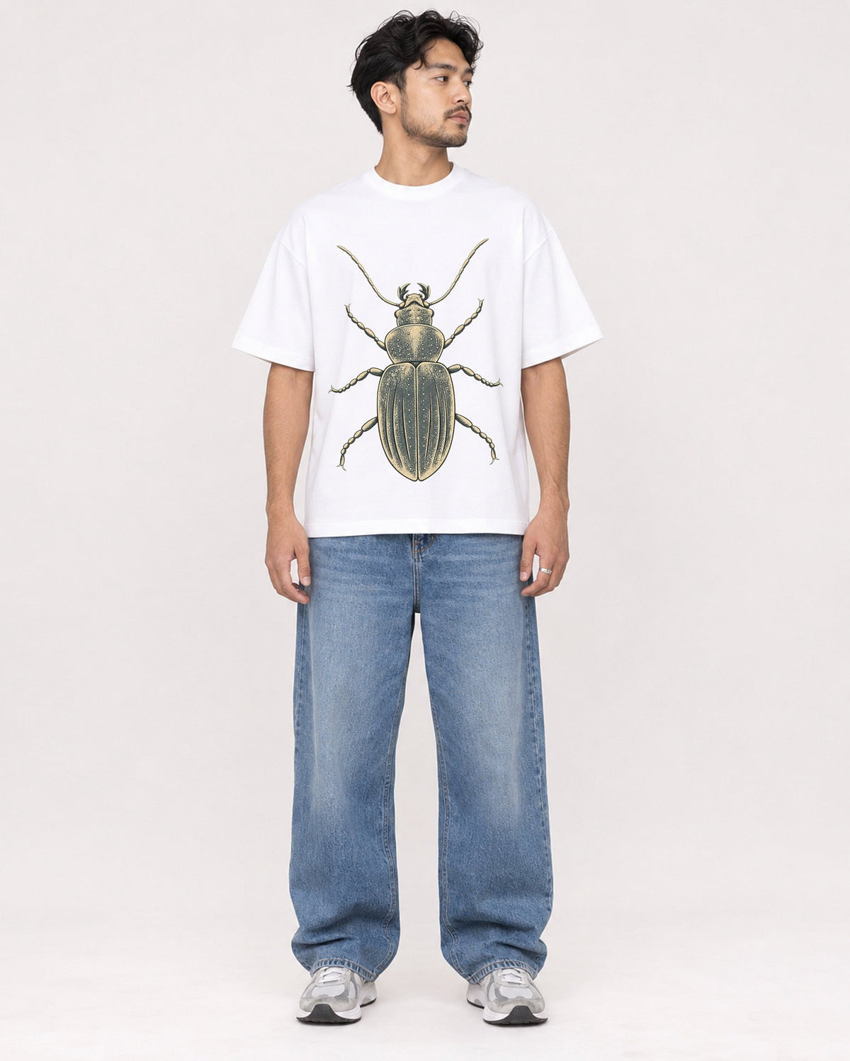 Mockup Boxy Heavyweight Tee White male full-body 02