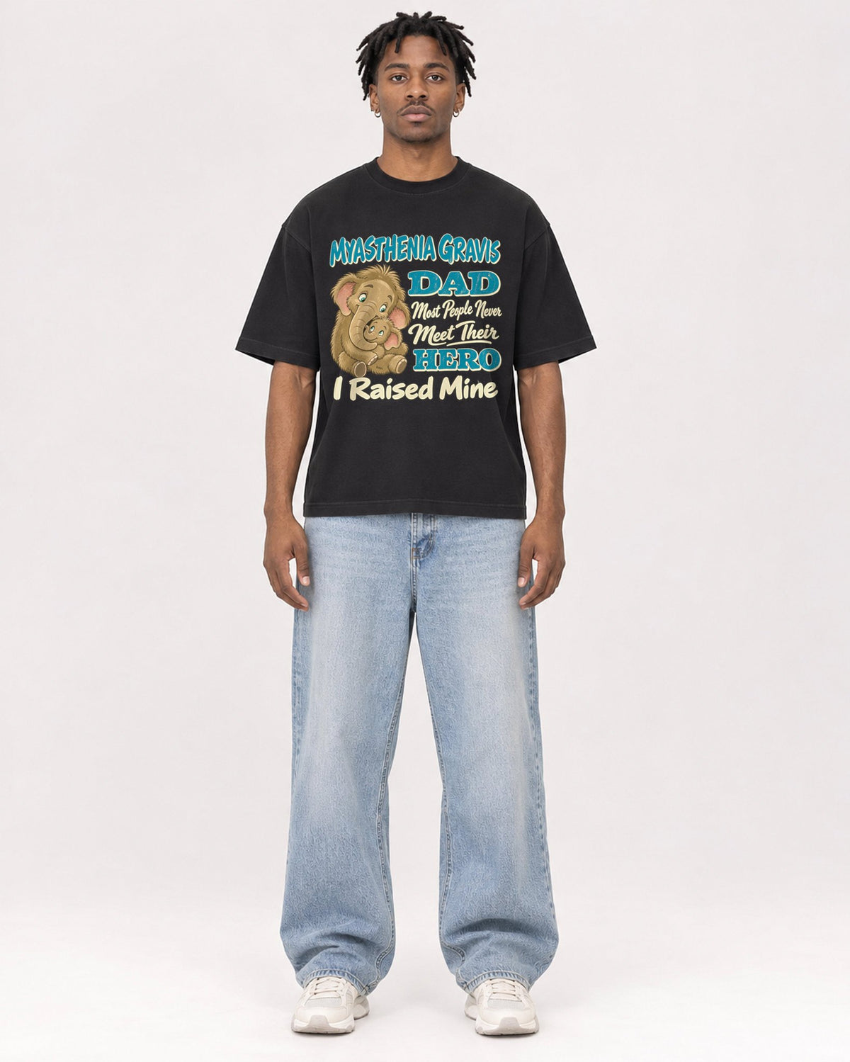 Mockup Boxy Heavyweight Tee Black male full-body 05