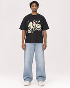 Mockup Boxy Heavyweight Tee Black male full-body 05