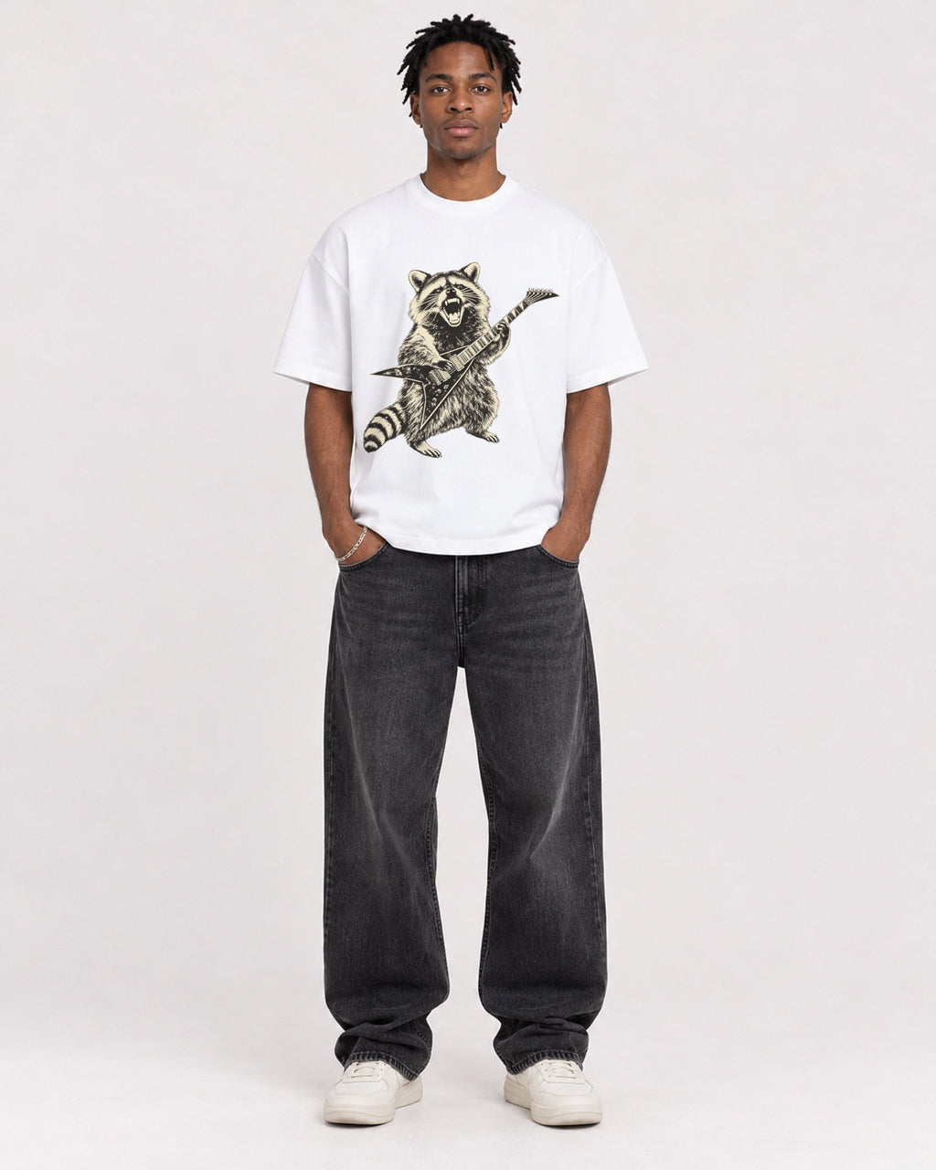 Mockup Boxy Heavyweight Tee White male full-body 05