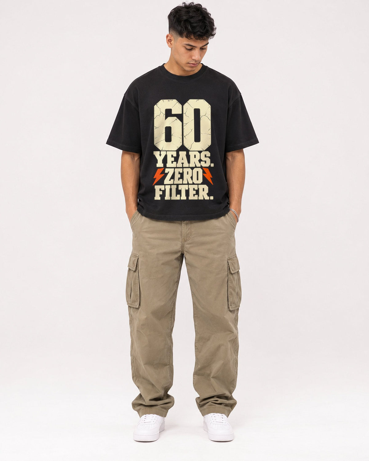 Mockup Boxy Heavyweight Tee Black male full-body 16