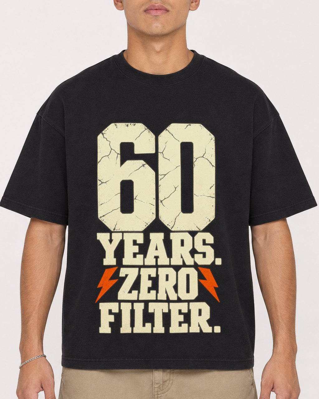 Mockup Boxy Heavyweight Tee Black male close-up 16