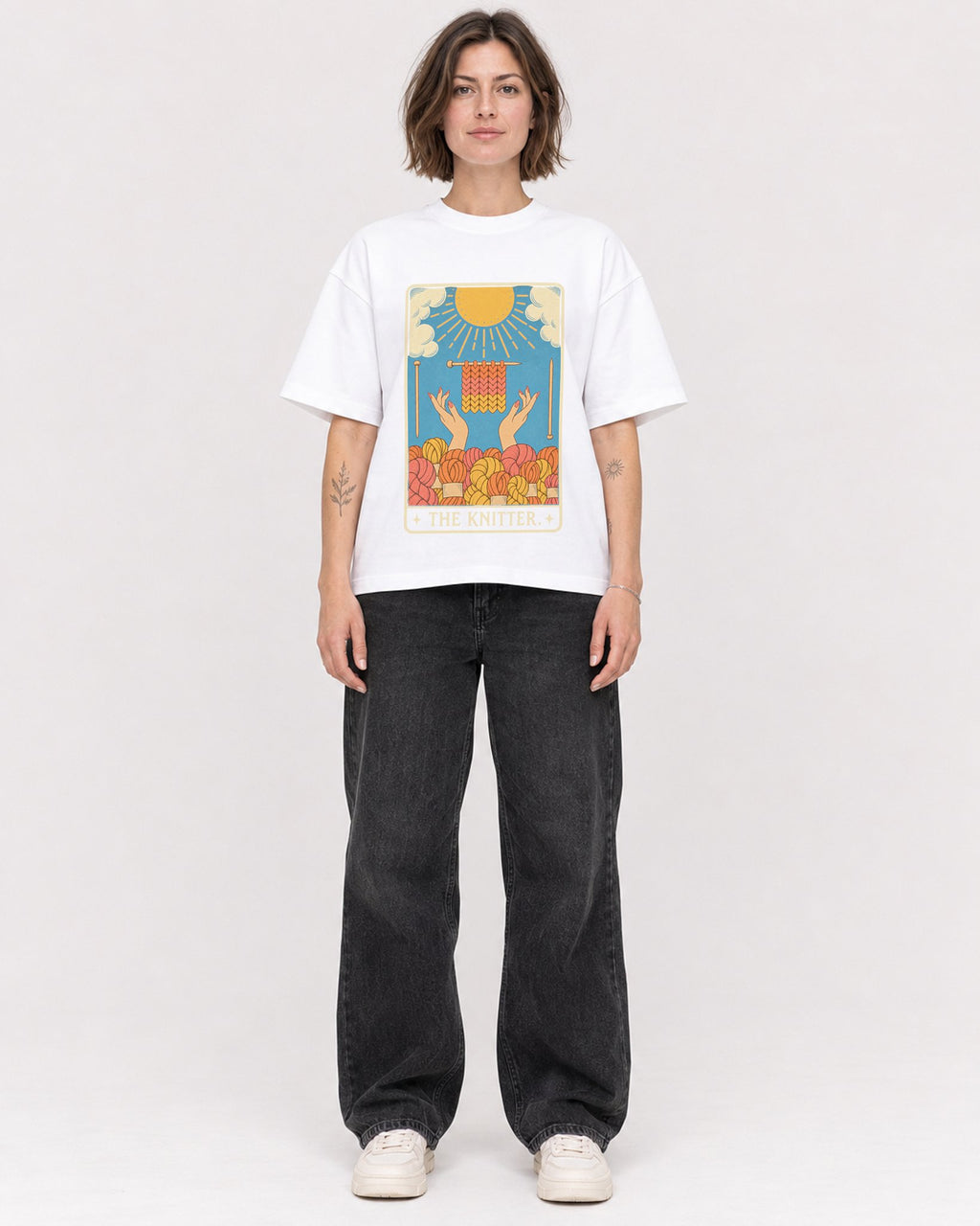 Mockup Boxy Heavyweight Tee White female full-body 18