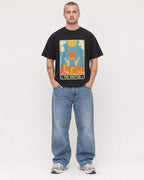 Mockup Boxy Heavyweight Tee Black male full-body 18