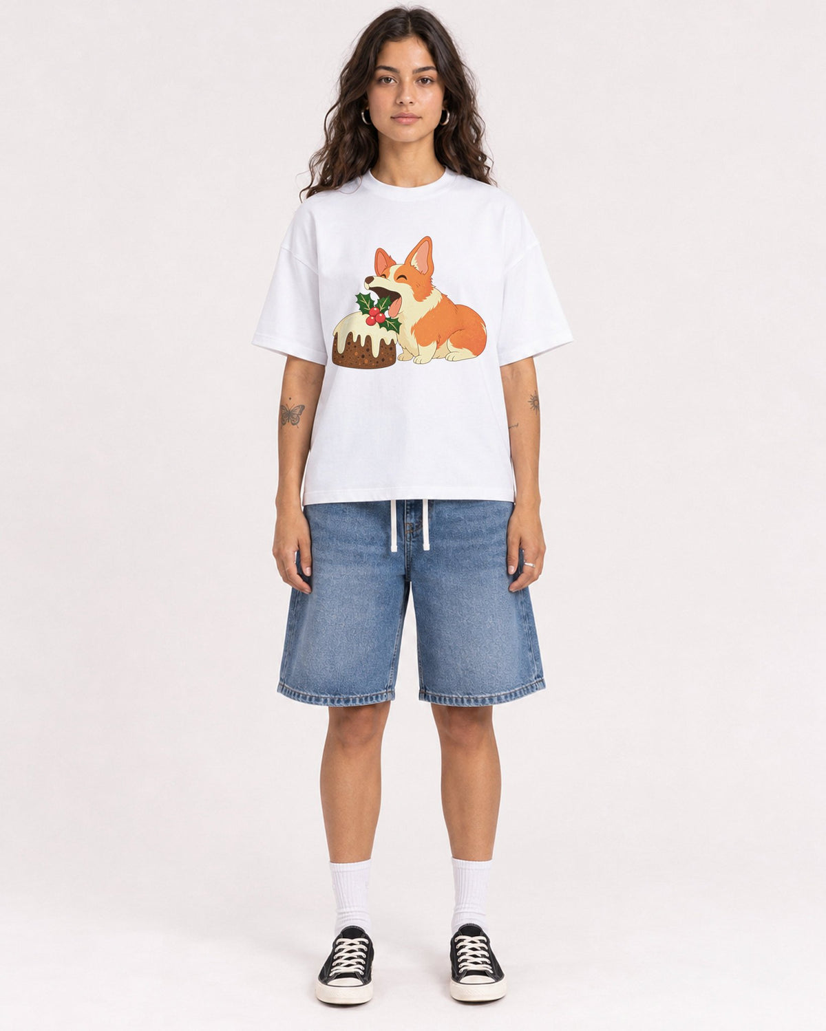 Mockup Boxy Heavyweight Tee White female full-body 06
