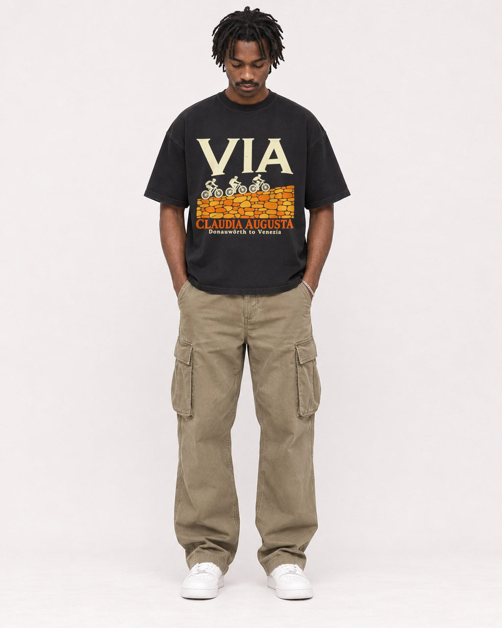 Mockup Boxy Heavyweight Tee Black male full-body 04