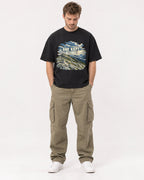 Mockup Boxy Heavyweight Tee Black male full-body 08