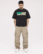 Mockup Boxy Heavyweight Tee Black male full-body 12