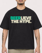 Mockup Boxy Heavyweight Tee Black male close-up 12